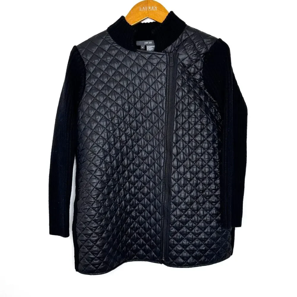 Per se quilted/wool zip up jacket